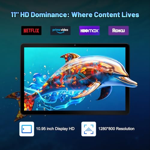 Image of Gleeso Tablet, 11 Inch Android Tablet, 16GB RAM 128GB ROM 2TB TF Expandable, Octa-Core, 6500mAh Large Battery, WiFi 6, Bluetooth 5.4, IPS HD Display, Dual Camera & Dual Speaker, Face Unlock, Gift