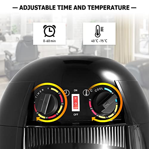 COSTWAY Hair Dryer Hood, Professional Hair Processor Stand Hairdryer with Timer & Temperature Control and Wheels, Height Adjustable Portable Mobile Dryer Hood for Home, Salon (Black)