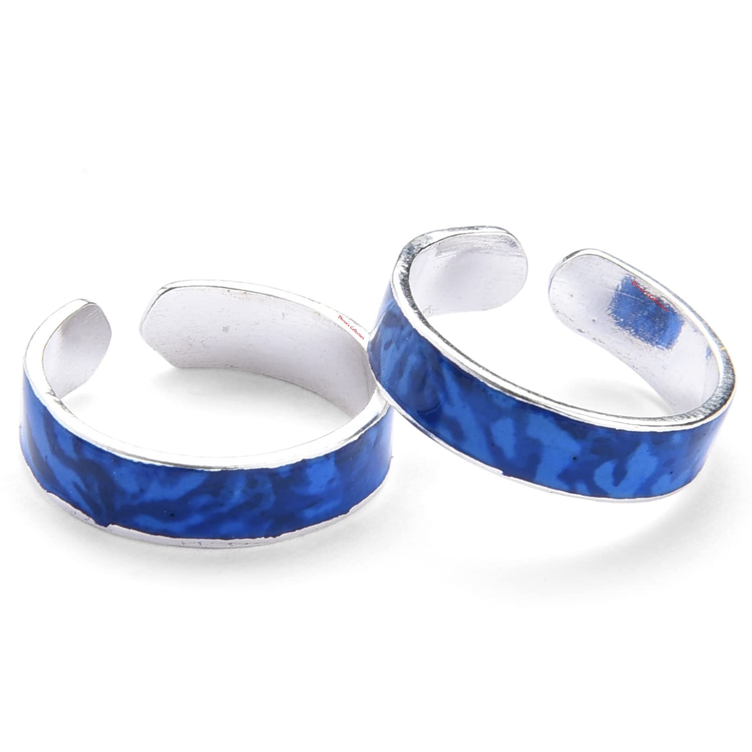 925 Pure Oxidized Silver Blue Meena/Enamel Toe Ring/Bichhiya/Mid Finger Ring For Girls & Women-image-12