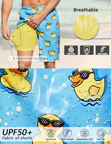 Mens Swim Trunks with Compression Liner 9 Inch Swim Shorts Bathing Suits Quick Dry Hiking Cargo Shorts with Zipper Pocket4