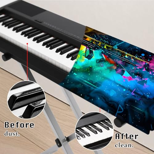 Image of Nuxovilar Colorful Keys Piano Cover Milk Silk 88 Key | Elastic Protector Keyboard Guard Vibrant Instrument Wrap Digital Dusting Studio Home Stage (Vivid Colorful Key)