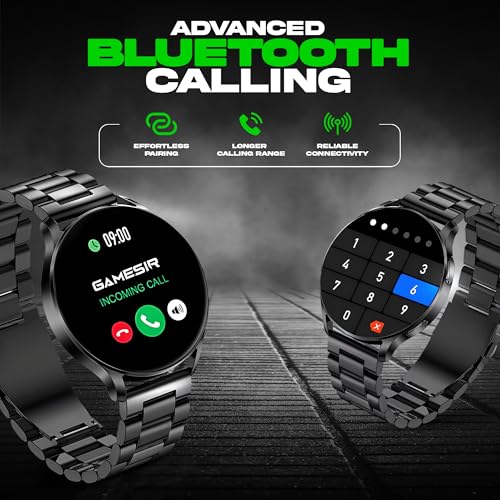 Image of GameSir Active 5 Smart Watch AMOLED Display 1.3 inch Screen, 360 * 360 Resolution, IP68 Waterproof with Multiple Watch Faces Bluetooth Calling Round Dial Smartwatch for Men & Women (Metal-Black)