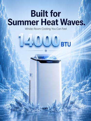 Image of Portable Air Conditioner, 14000 BTU Fast Cooling for Large Rooms up to 700 Sq.Ft, 3-in-1 Energy Efficient Portable AC Unit with Upward Airflow, Sleep Mode, for Bedroom /Apartment /Living Room