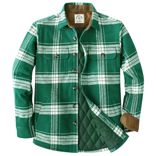 Image of Dubinik Mens Shacket Flannel Shirt for Men Lightweight Jacket Casual Plaid Coat with Warm Lining Long Sleeve Button