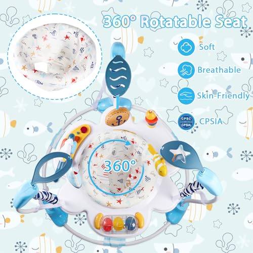 Image of Baby Activity Center, Infant Jumpers and Bouncers with Music, Lights, Infant Toys, 360Rotating Seat, 3 Adjustable Heights, Baby Play and Learning Center for 6+ Months