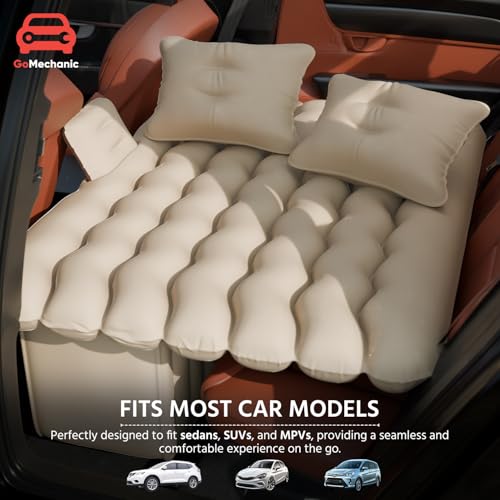 Image of GoMechanic Car Inflatable Bed with Pump & 2 Air Pillow|Quick Inflatable Back Seat Bed|Car Inflatable Mattress|Car Bed Mattress|Car Bed for Kids,Travel,Trip,Camping,Picnic,Pool & Beach|Universal Fit
