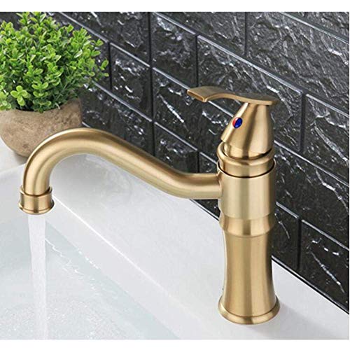 Robinet mitigeur or brossé de qualité supérieure pour lavabo chic de salle de bains - 4