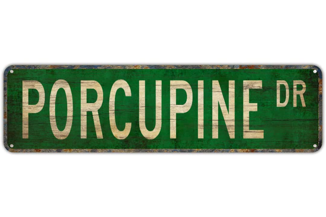 Ensound A382 Porcupine Dr Vintage Decor Retro Tin Signs Art Plaque Aluminum Sign For Bedroom Kitchen Garden Wall Bar Club Coffee Hanging Home Decor 4X16 Inch