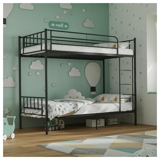 XINBEDEU 3FT Single Bunk Bed Metal Frame, Twin Over Twin Size Metal Bunk Bed with Slatted Support, Sturdy and Durable Design for Kids and Adults