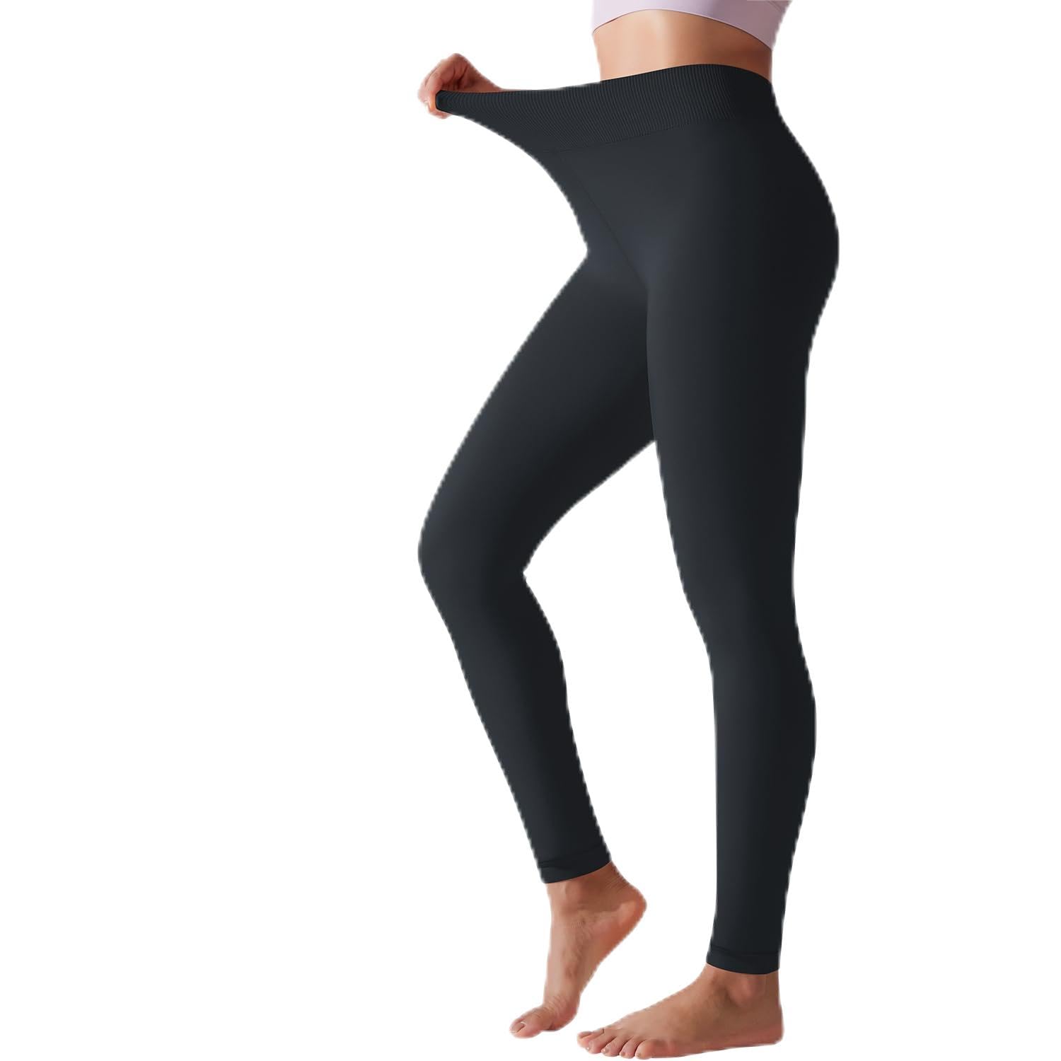 IserkafeFleece Lined Tights Women Winter Warm Thick Tights Thermal Velvet Pants Tummy Control Soft Stretchy