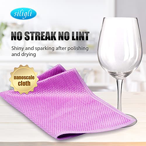 Siligli Nano Streak Free Miracle Cleaning Cloths Reusable Nano Easy Clean Cloth Nanoscale Cleaning Cloth Nano Cleaning Cloths, Pack Of 8, 11.8"×15.6" #TOP3