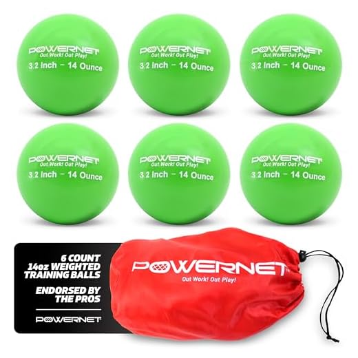 PowerNet 3.2" Weighted Hitting Batting Training Balls (6 Pack) | 14 Green | Build Strength and Muscle | Improve Technique and Form | Softball Size | Enhance Hand-Eye Coordination