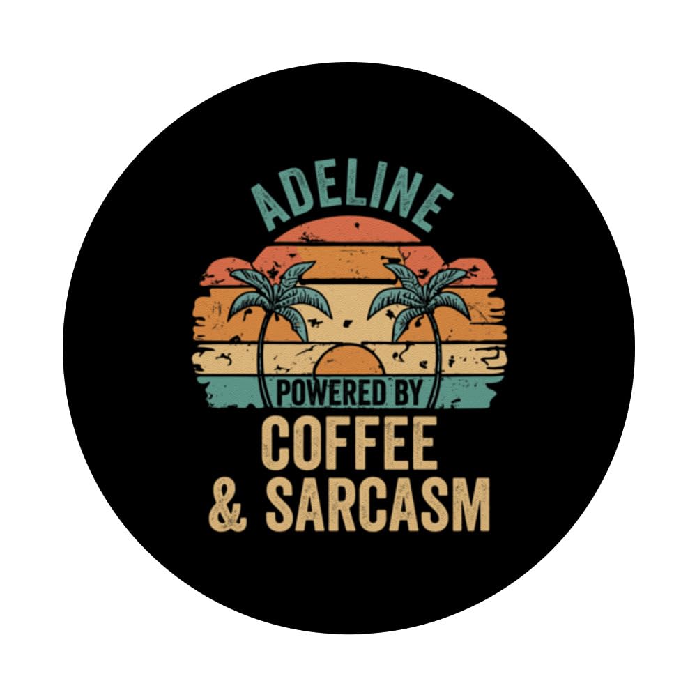 ADELINE Vibes Only Cute Retro Girls ADELINE Name PopSockets Swappable PopGrip, Black - Image 3