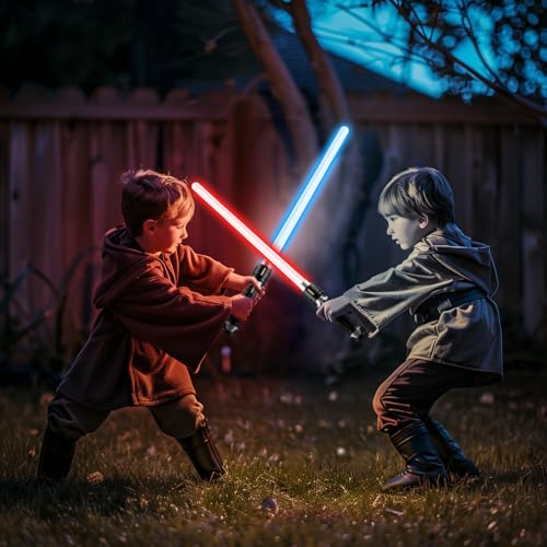 Symee SYMEE00001 2024 Fully Retractable Light Saber-2 Pack Led Mini Power Lightsaber Swords For Boys Girls Party Halloween Christmas Birthday Toy Real Blue Red Dueling Lightsaber Forge Toy thumb #4