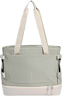 STANLEY Vitalize Tote| Gym, Work & Travel Bag with Laptop Sleeve | Expandable Bottom Compartment | Tumbler & Water Bottle Pockets | Durable Recycled Fabric | Sage Grey