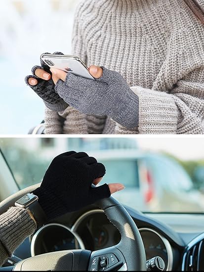 Image of Half Finger warm Woolen Winter hand gloves for men and women /woolen gloves /winter gloves