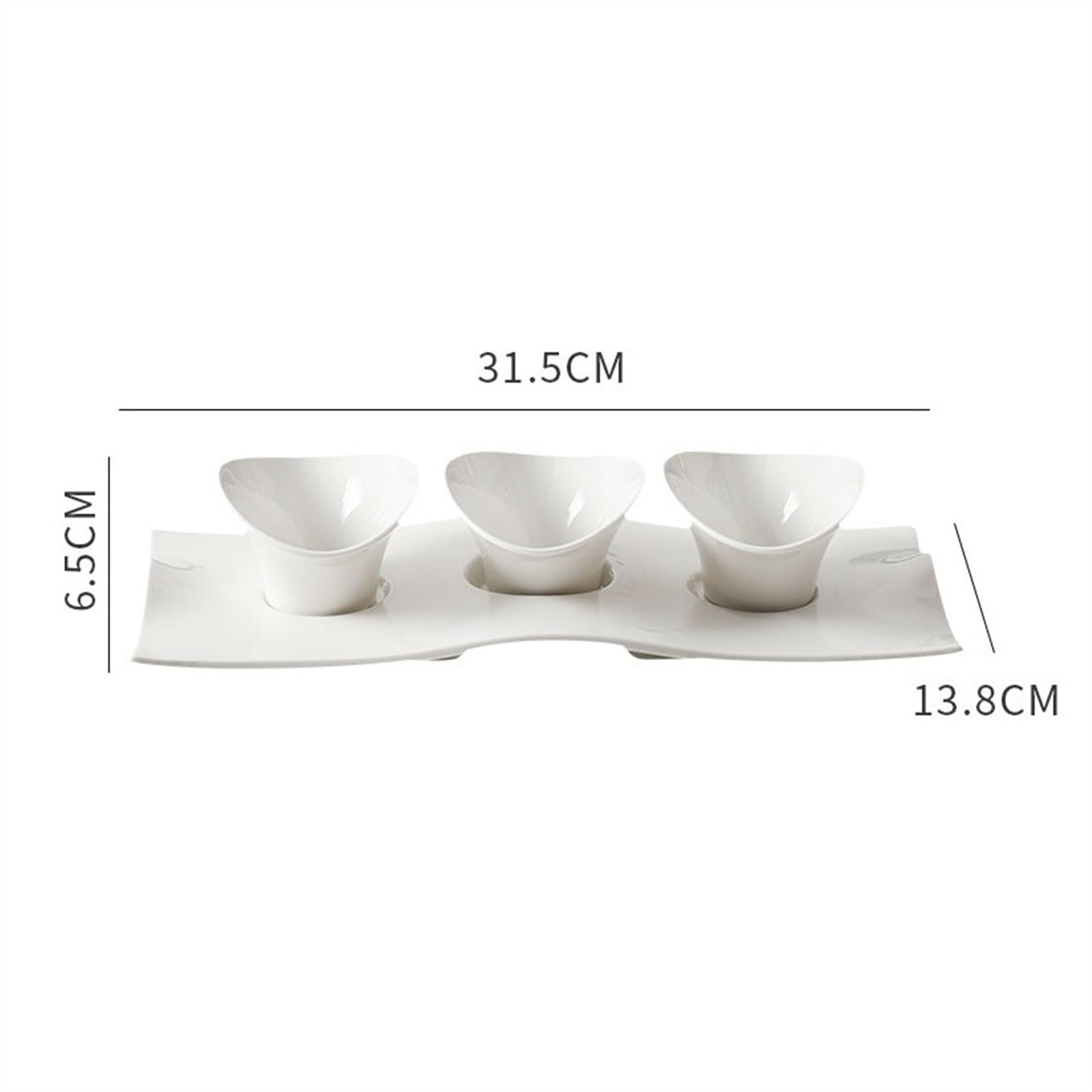 Ciotoline da Snack Piatto for condimenti in porcellana bianca Piatto for condimenti for insalata in ceramica for uso domestico Piatto for snack a tre scomparti for stoviglie creative Piatti Snack Cera