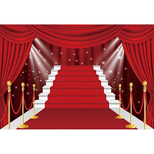 Ttincceer 300x250cm Tapis Rouge Podium Toile de Fond Superstar VIP invité Important recevant Un Prix Photographie Fond Rouge étapes Rideau Fond Accessoires...