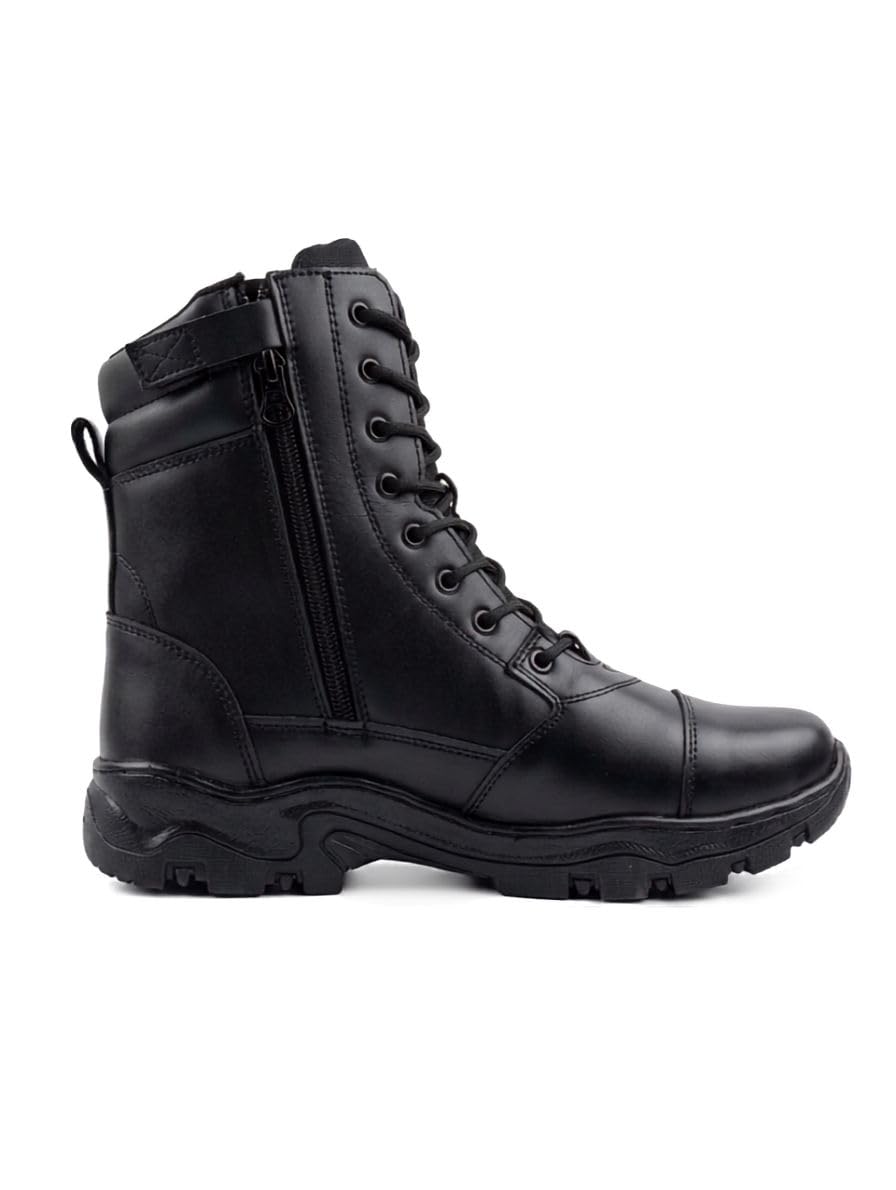 High Ankle Tactical Military Boots for Men | Duty Shoes with PU Sole, Double Stitch Construction & Cushioned Collar | Lace-Up Outdoor Boots for Security, Trekking, Training, Riding, Travel & Field Activities-image-25