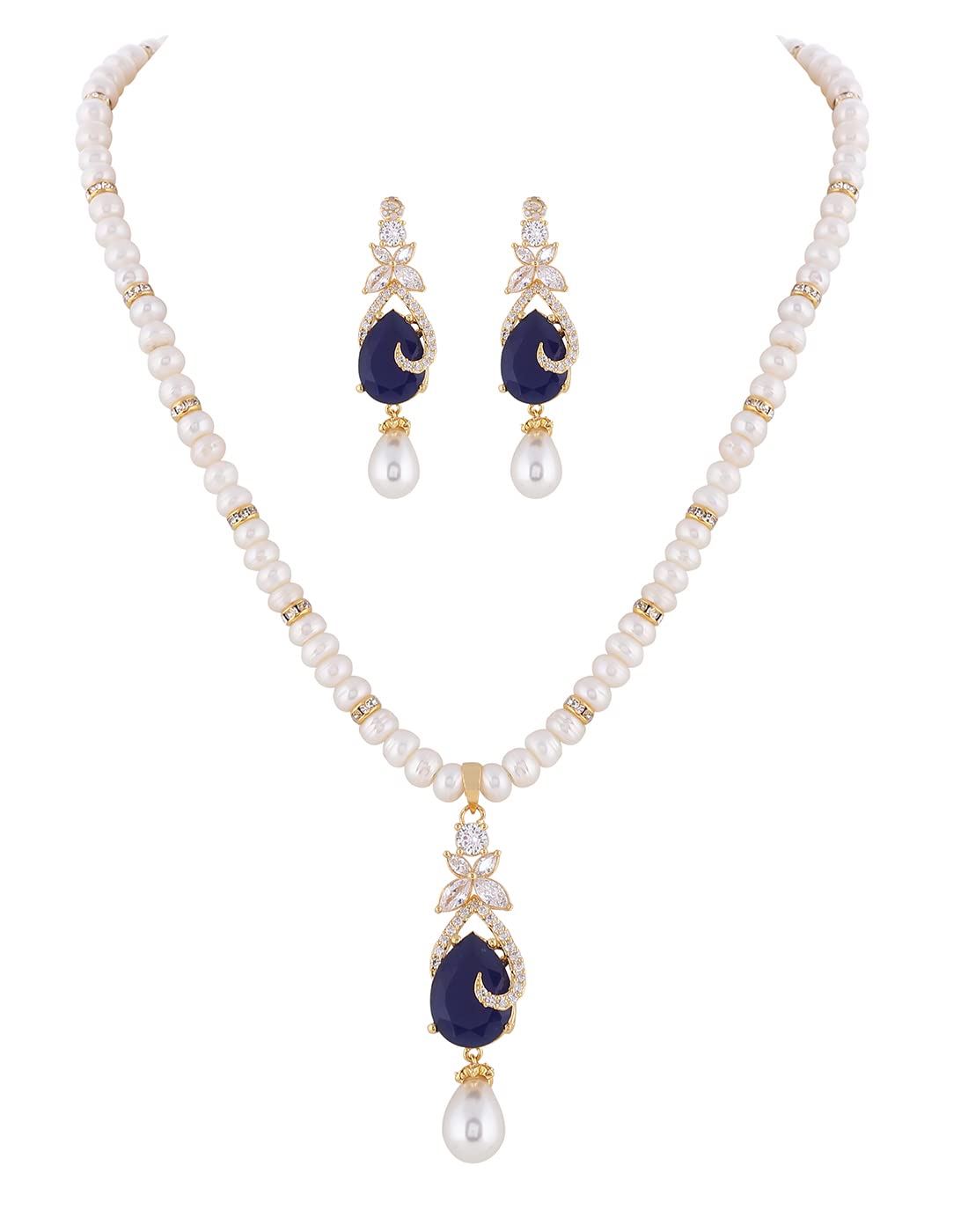 Hyderabad Jewels Natural Fresh Water Single String Pearl Set For Women Girls (BLUE) (B09RB2VSBZ) Amazon Price History, Amazon Price Tracker