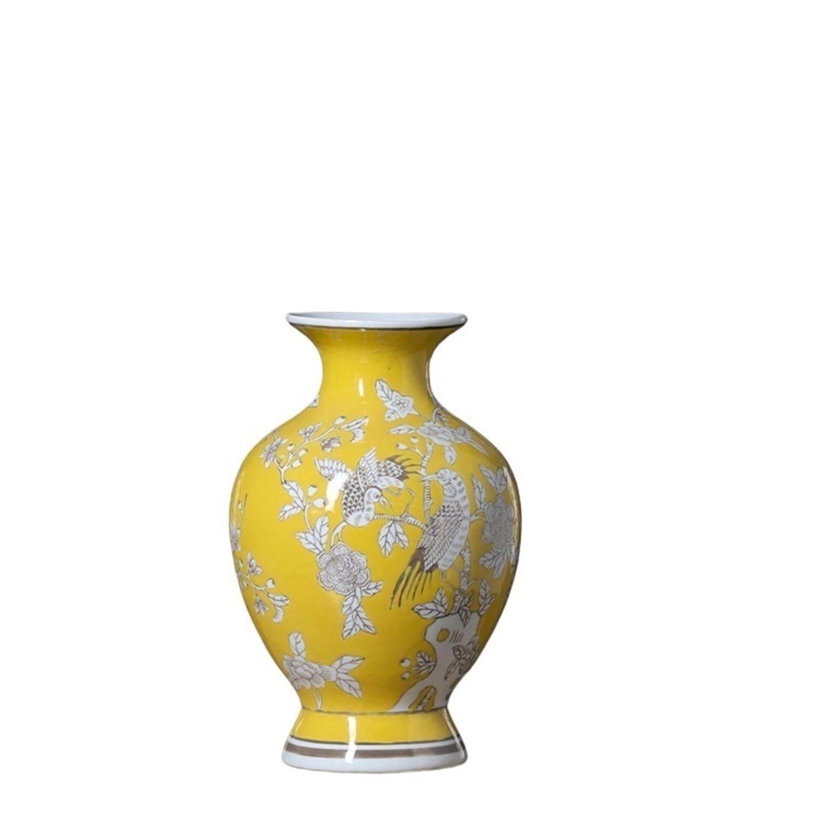 Vase en céramique jaune peint à la main, un chef-d'œuvre de style chinois pour votre table