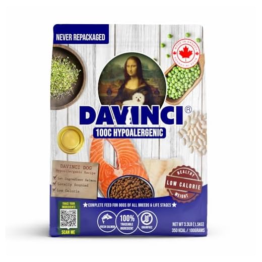 Davinci Dog Hypoallergenic Salmon 3.3lb – for Small Breeds, Novel Fish Protein, NO Chicken, Sensitive Stomach, Grain-Free, Dry Dog Food