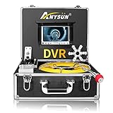 Cámara de Inspección, 50M Endoscopio Industrial con 12 Luces LED Ajustables, Boroscopio Cámara Impermeable IP68 con Grabadora DVR, Cámara Endoscópica con Monitor LCD a Color de 7 Pulgadas