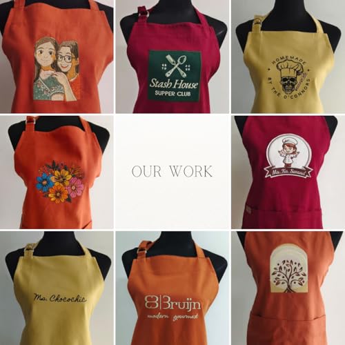 Image of Personalized Custom Apron - 100% Cotton, Adjustable Neck strap, Large Pocket - Unisex Apron for Men & Women - Cooking, Baking, BBQ, Customizable