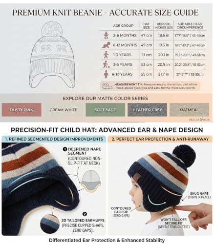 Image of LMLALML Boys Winter Hat Earflap Knitted Beanie for Kids Warm Fleece Lined Thicken Hat for Baby