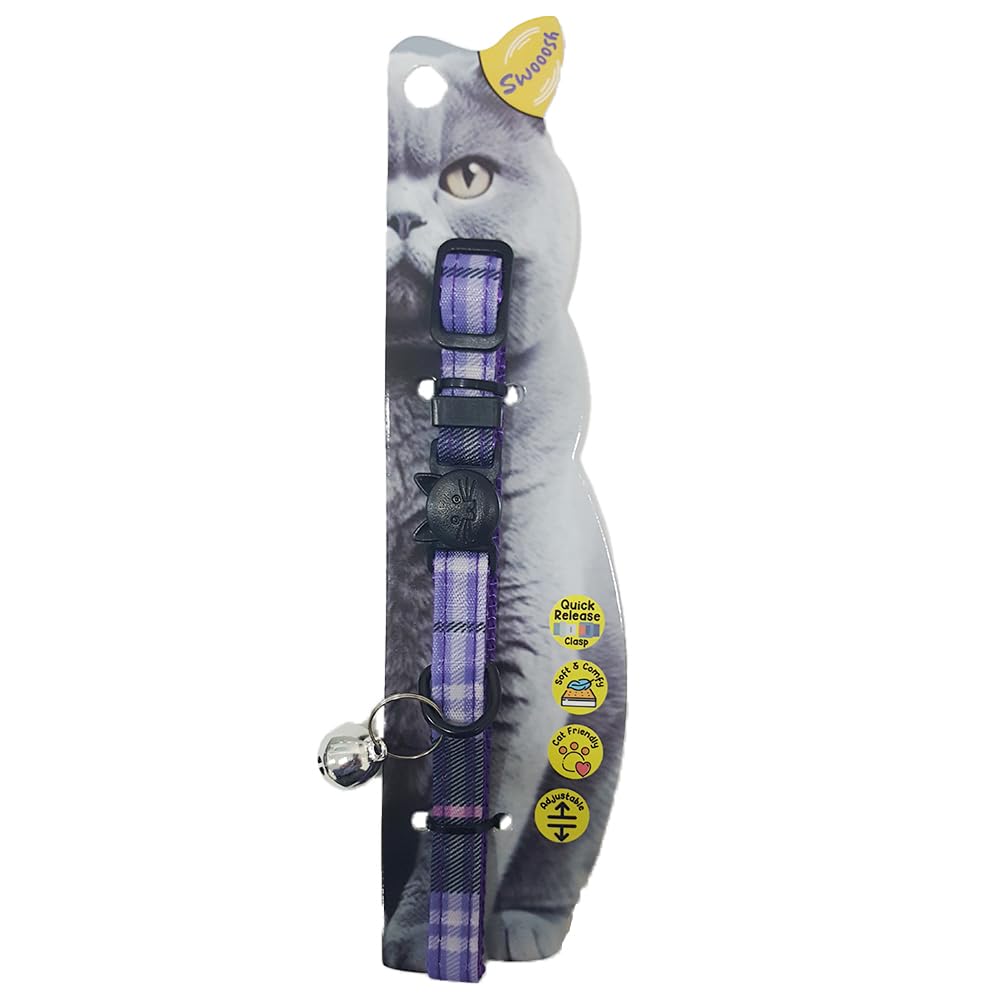 SwoooshBright & Beautiful Grid Safe Cat Collar - Purple