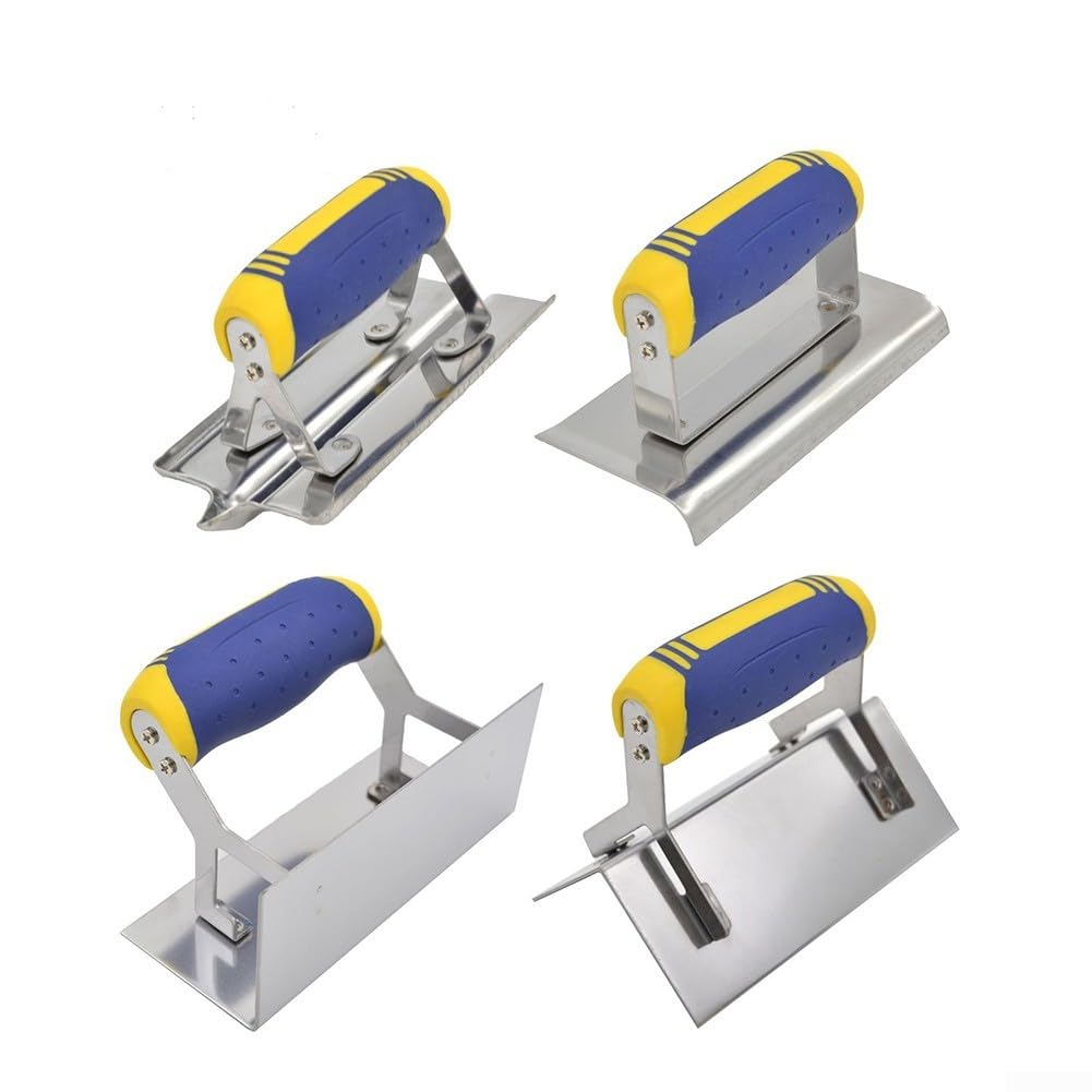 Ensemble d'outils pour béton en Acier Inoxydable pour Bordure à béton, Rainureuse pour ciment et béton, ensemble d'outils de rainurage pour la finition du plâtre et du ciment (Angle de virage)
