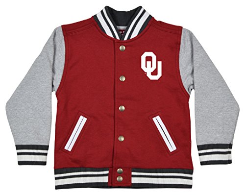 NCAA Oklahoma Sooners Children Unisex Toddler Letterman Jacket, 3 Toddler, Cardinal Oxford