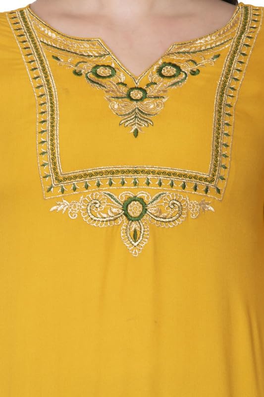 Image of NYPA Women Embroidery Soild Cut Sleeves Kurta And Soild Skirt Set
