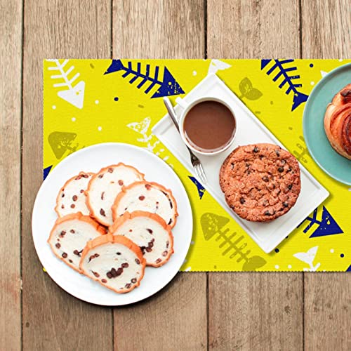 Set de table arêtes de poisson jaune x6 antidérapant 30x45cm