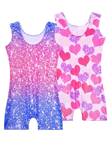 Image of 2 Pack Leotard for Girls Gymnastics Sparkly Sleeveless Unitards