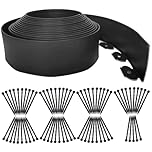 15M Garden Edging Borders,Lawn Edging Border[Extra Tall 4IN High] with 75pcs Stakes Flexible Landscape Edging Kit,Mini Plastic Fence for Yard,Landscaping,Flowerbeds,Grass,Tree -Black