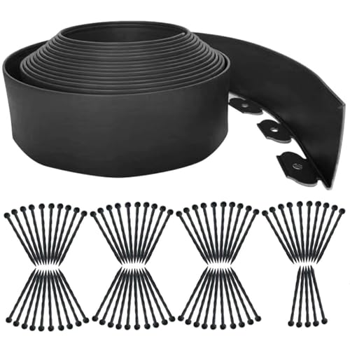 Landscape Edging 49FT,Garden Edging Borders Black [Extra Tall 4IN High] with 75pcs Plastic Stakes, Lawn Edging Flexible DIY Fence for Landscaping,Flower Bed,Grass,Gravel,Tree Surrounding