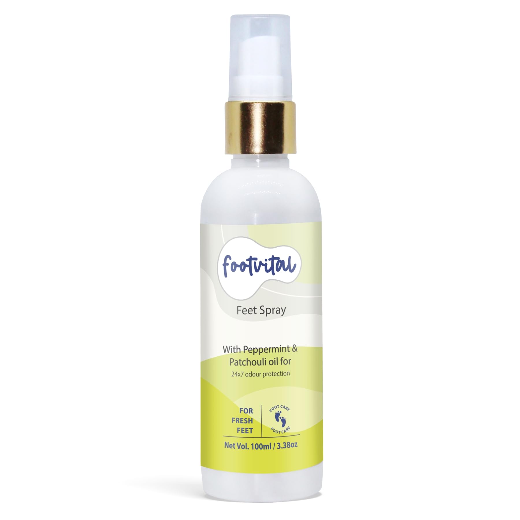 Footvital Feet Spray for 24x7 Odor Protection from Smelly feet with Peppermint & Patchouli Oil, Eliminates Foot Sweat & Odour Causing Bacteria, Instant Foot Odour Neutralizer Fresh fragrance-100 ML