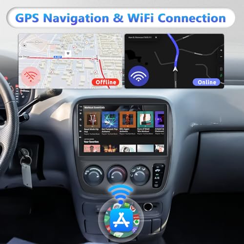 Image of 2+64G for Honda CRV 1997-2001 Android Car Stereo Radio with Wireless Carplay Android Auto, 9 inch HD Touch Screen in Dash GPS Head Unit Support WiFi Navigaion HiFi Audio SWC FM+Backup Camera (Manual A /C)