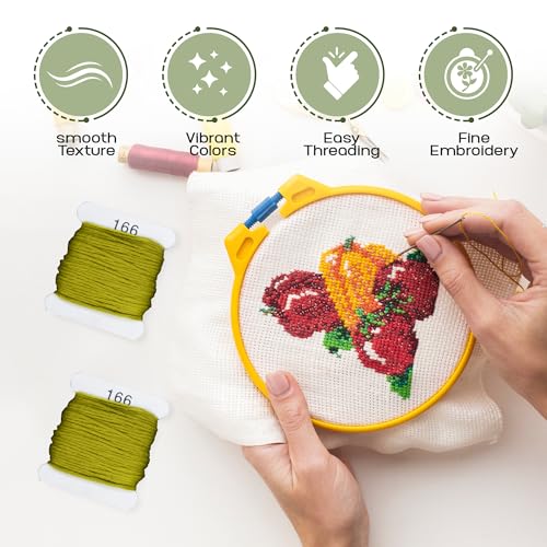 Image of Embroidery Floss Kit and Refills - Cotton Threads - DMC Color Coding for Cross Stitch, String Crafts, Friendship Bracelets