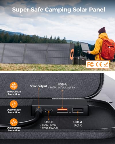 Image of ZOUPW 220W N-Type 16BB Portable Solar Panel for Power Station,Foldable Solar Panel for Jackery 1000 V2 /EcoFlow Delta /Bluetti /Anker Solix,25.6% Efffciency IP67 Waterproof for RV Camping Emergency