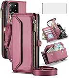 Asuwish Phone Case for Samsung Galaxy S20 Ultra 5G Zipper Wallet Cover with Tempered Glass Screen Protector and Flip RFID Blocking Card Holder Cell S20ultra 20S S 20 A20 S2O 20ultra G5 Women Wine Red