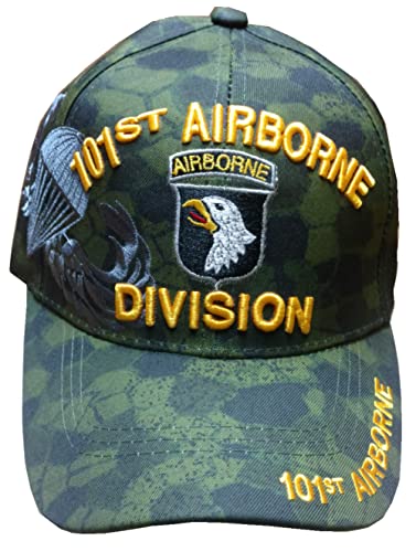 101st Airborne Division (Wing Shadow) (Gold Letters) (Snake Skin Camo) Baseball Cap(Green)