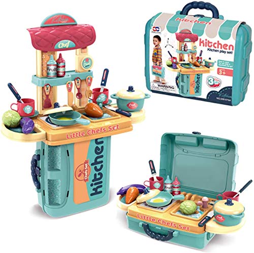 Image of Magicwand ABS Plastic Pretend Play Carry Along 3-in-1 Kitchen Set Box Case【21 Pcs】【(Green】【3 Yrs & Up】【Pack of 1 】【Multi-Colored】