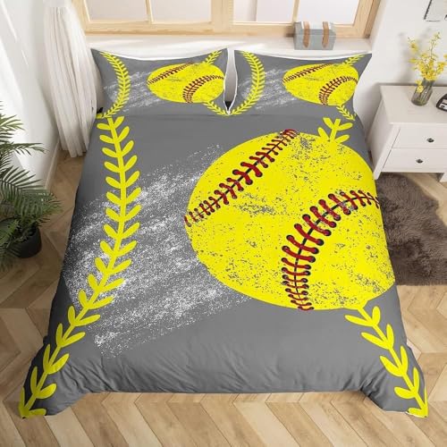 Funda Nordica Cama 180 Beisbol, Suave Transpirable Microfibra Ropa de Cama Deportes de Pelota Funda Edredon 240x260 cm, 2 x Funda de Almohada 50x75 cm, 3D Funda de Edredón t.726