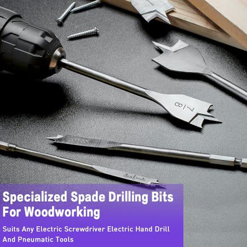 15 Stück Flachfräsbohrer Set,Spatenbohrer Set mit 1/4 Sechskantschaft für Zubehör Schlagbohrmaschine, Ø 6mm-38mm,für Holz, Span, Gipsplatten und Kunststofflochung,mit Aufbewahrungsbox