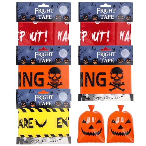 Paquete de 3 Cintas de Advertencia de Halloween, Cinta Decorativa de Miedo de 39M y 2 Bolsas de...
