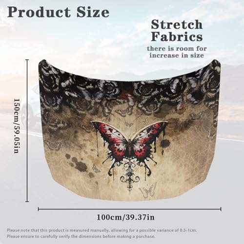 Image of Car Hood Cover Protector Car Hood Wraps Auto Banner Stretchable Butterfly Auto Decorative Accessories for Compact Sedans SUV Trucks (59x39 Inch)