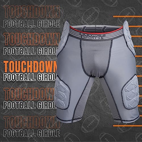 Exxact Sports Touchdown 5-Pad Adult Football Girdle For Men - Football Padded Girdle With Cup Pocket, Mens Girdle Pants (Adult Large, Gray) #TOP5