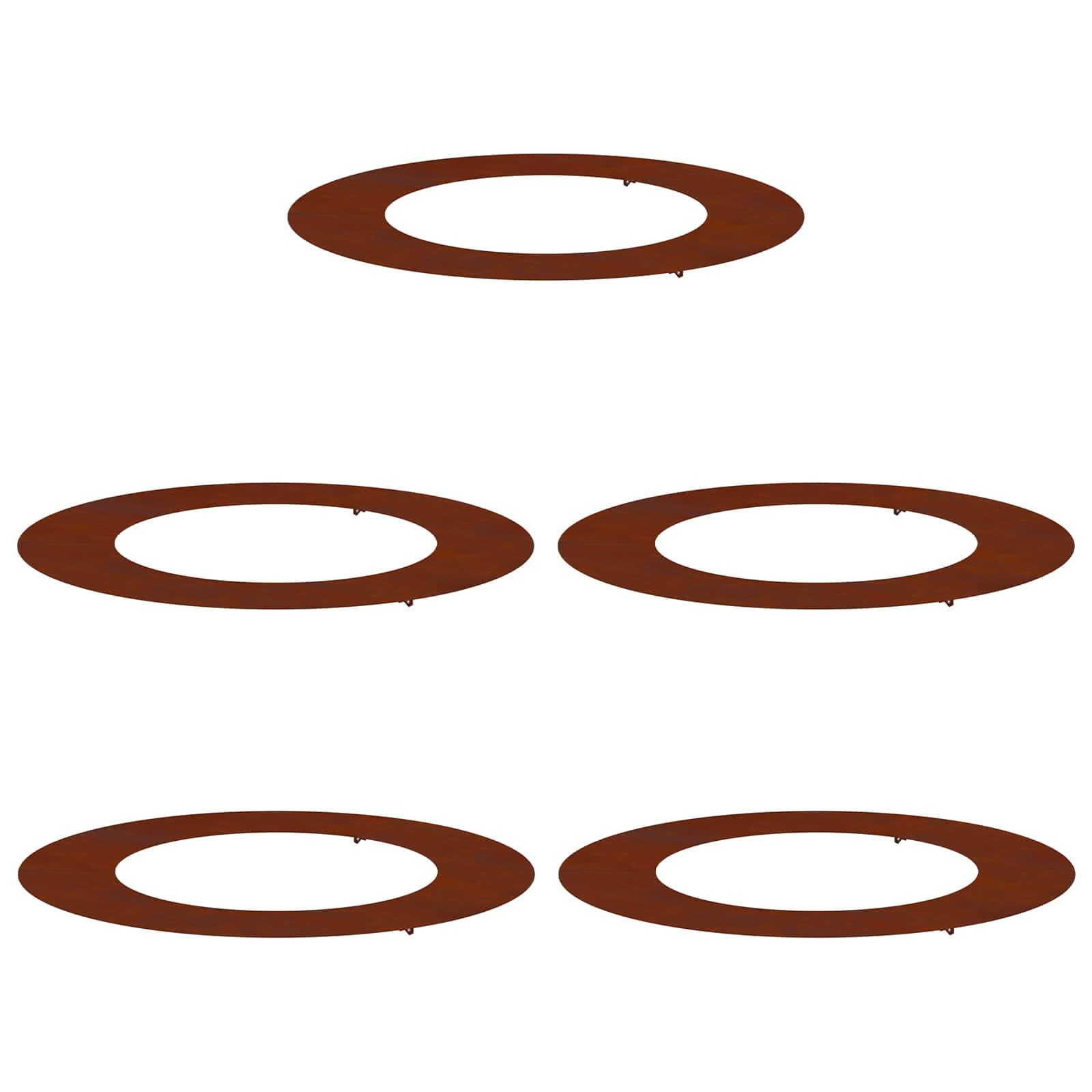 Lot de 5 Anneaux d'arbre en Acier Patiné Marron, Bordures de Jardin Décoratives pour Protection des Racines, Ø 50/80 cm, Entourage Moderne pour Arbres et Aménagement Paysager